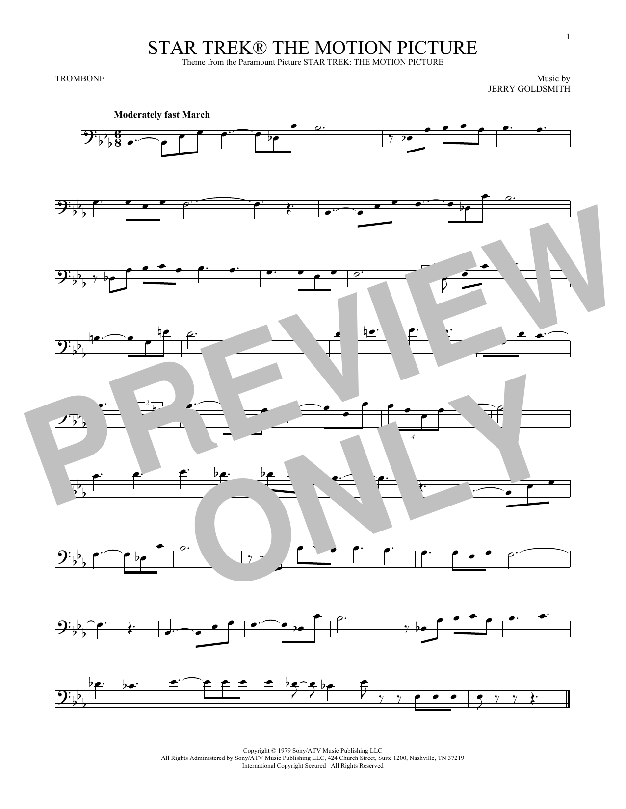Download Jerry Goldsmith Star Trek The Motion Picture Sheet Music