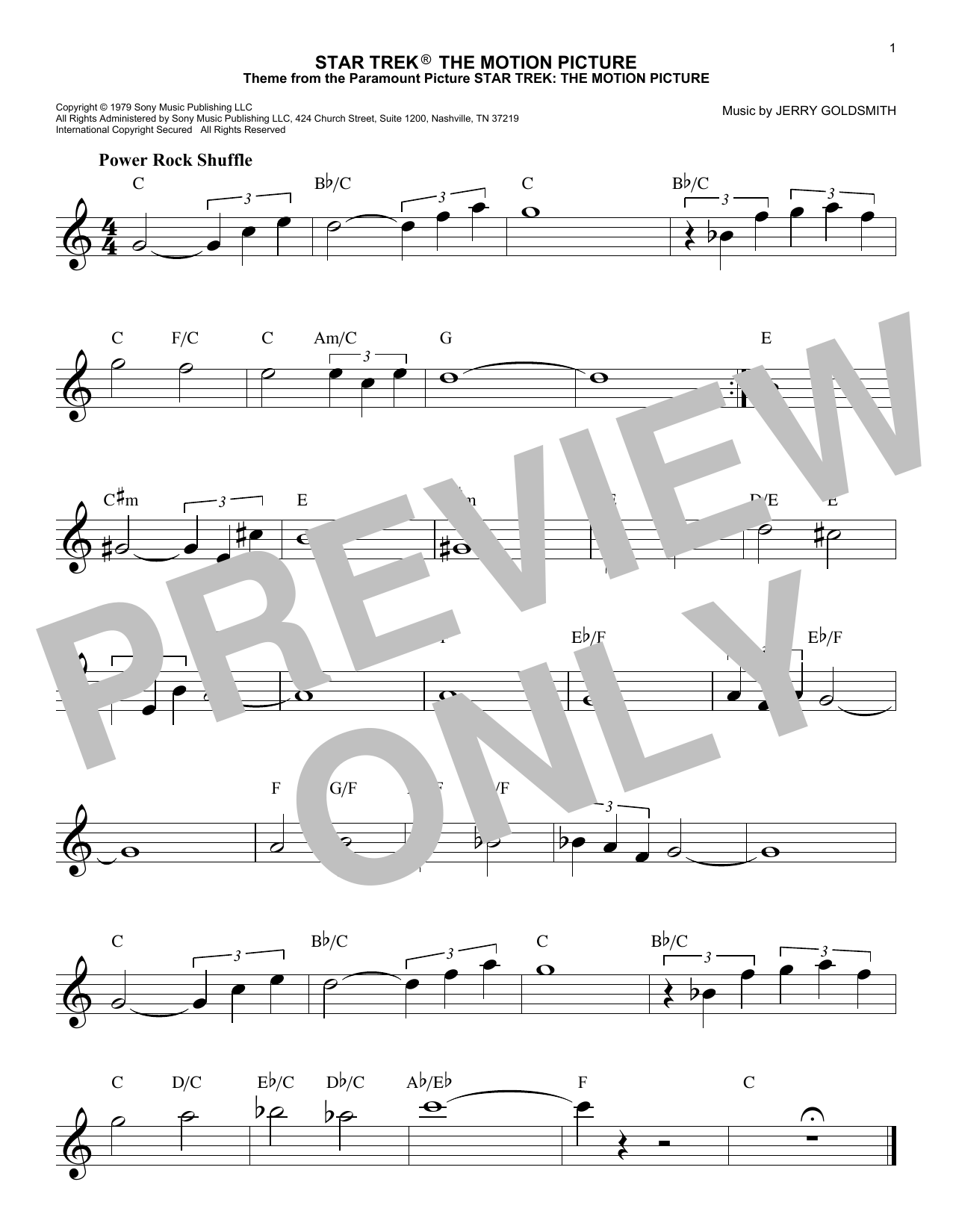 Download Jerry Goldsmith Star Trek The Motion Picture Sheet Music