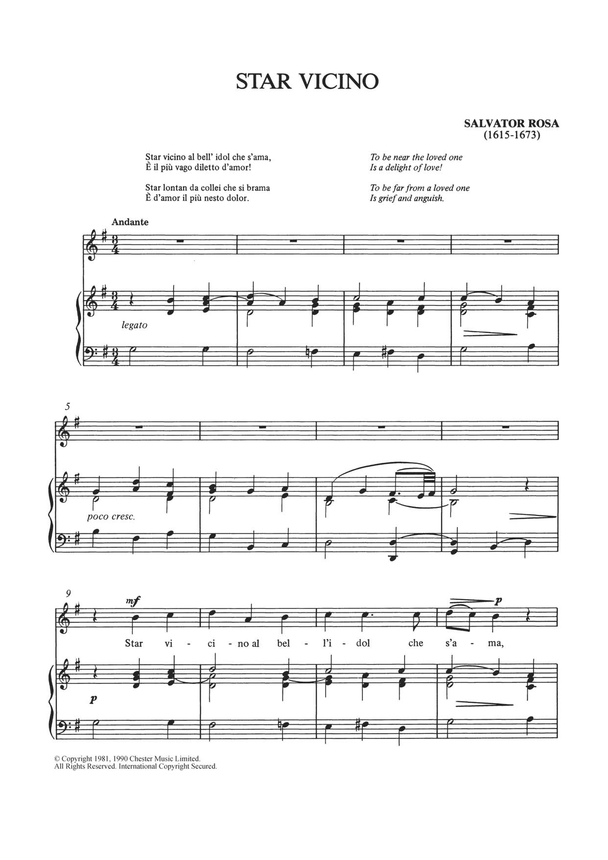 Download Salvator Rosa Star Vicino Sheet Music