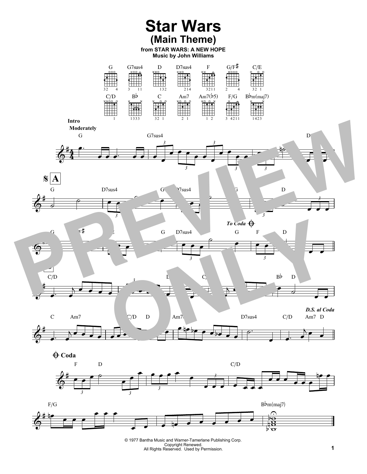 John Williams Star Wars (Main Theme) sheet music notes printable PDF score