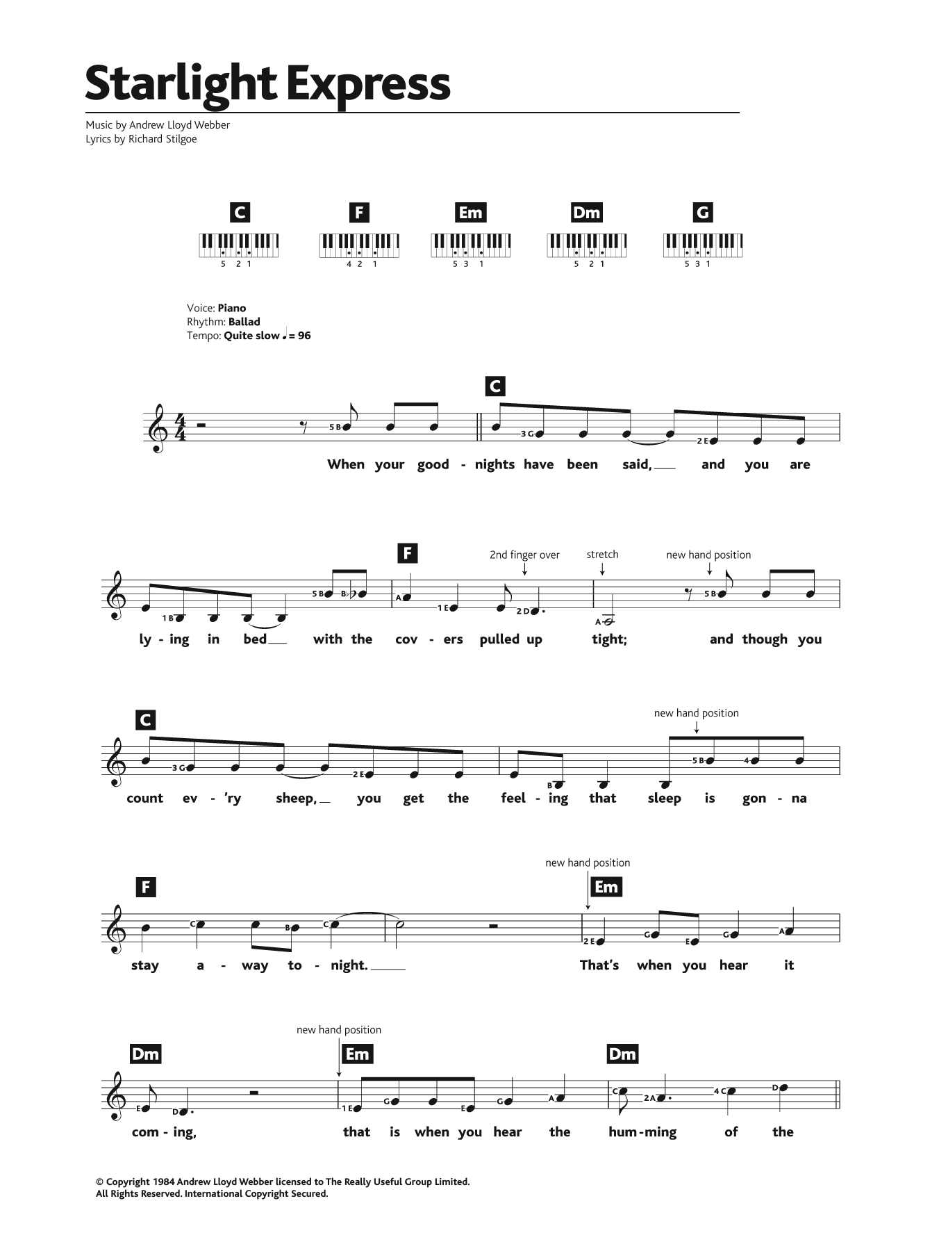 Download Andrew Lloyd Webber Starlight Express Sheet Music