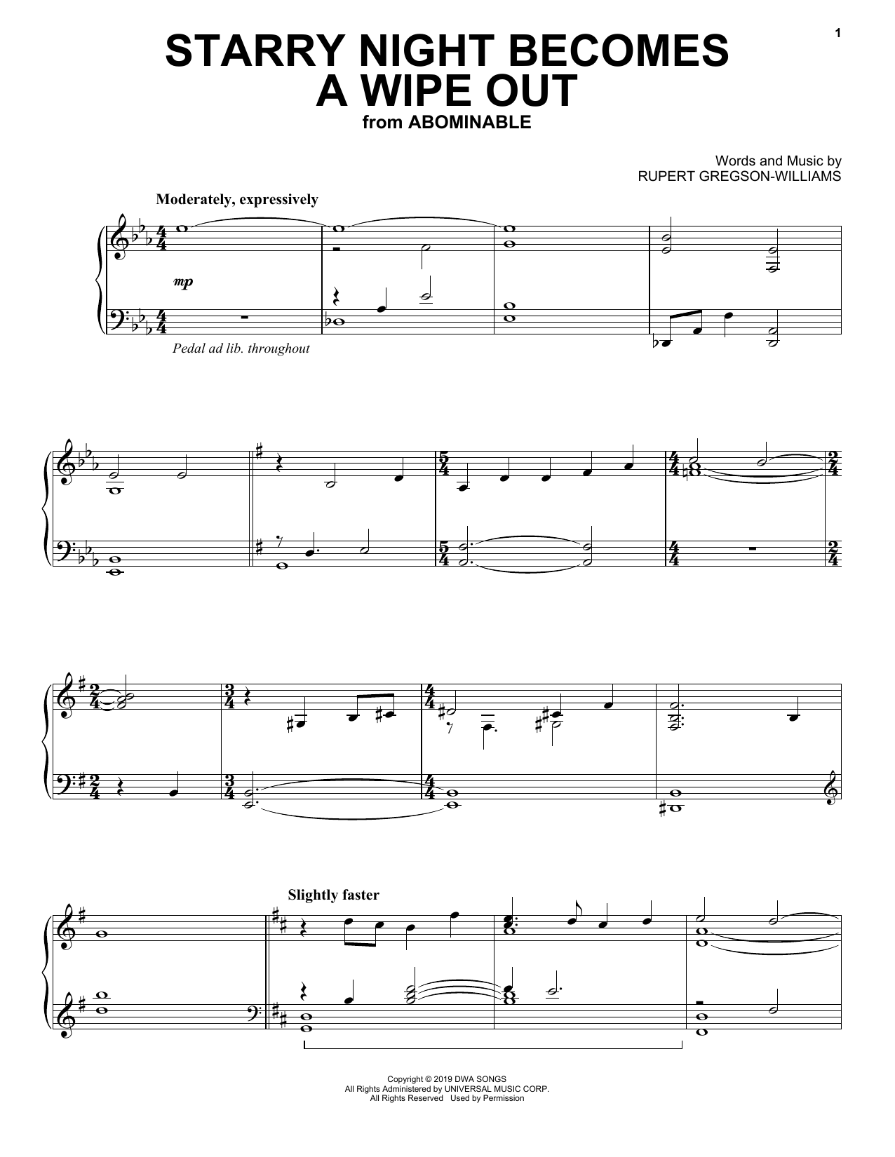 Download Rupert Gregson-Williams Starry Night Becomes A Wipe Out (from t Sheet Music