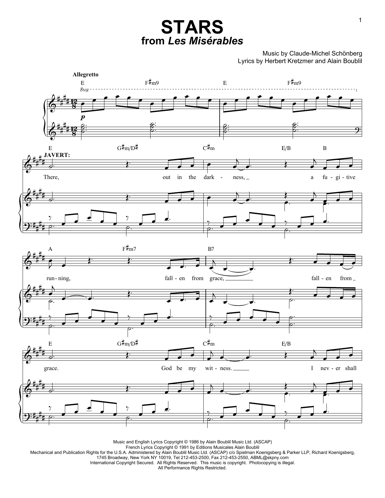 Download Boublil and Schonberg Stars Sheet Music