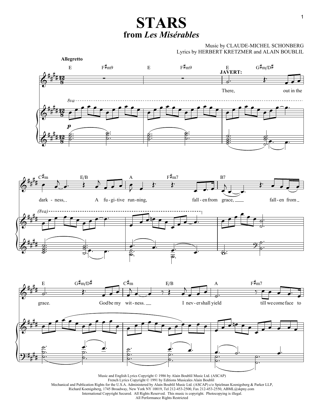 Download Boublil and Schonberg Stars (from Les Miserables) Sheet Music