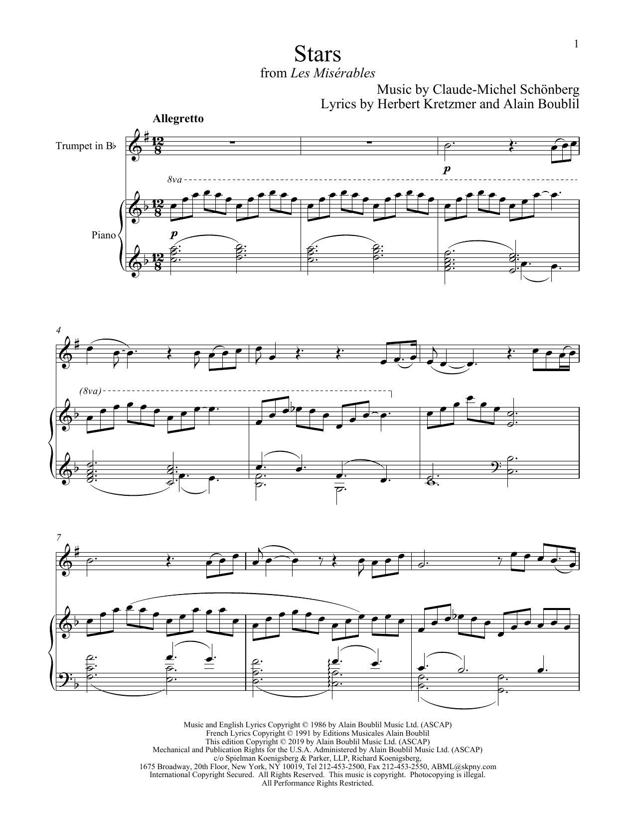 Download Boublil and Schonberg Stars (from Les Miserables) Sheet Music