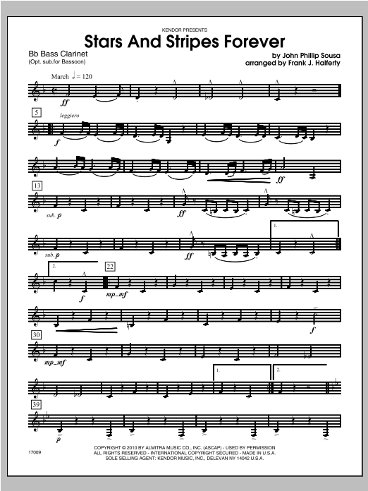 Download Halferty Stars And Stripes Forever - Bass Clarin Sheet Music