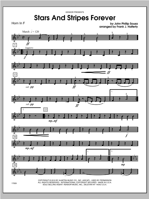 Download Halferty Stars And Stripes Forever - Horn Sheet Music