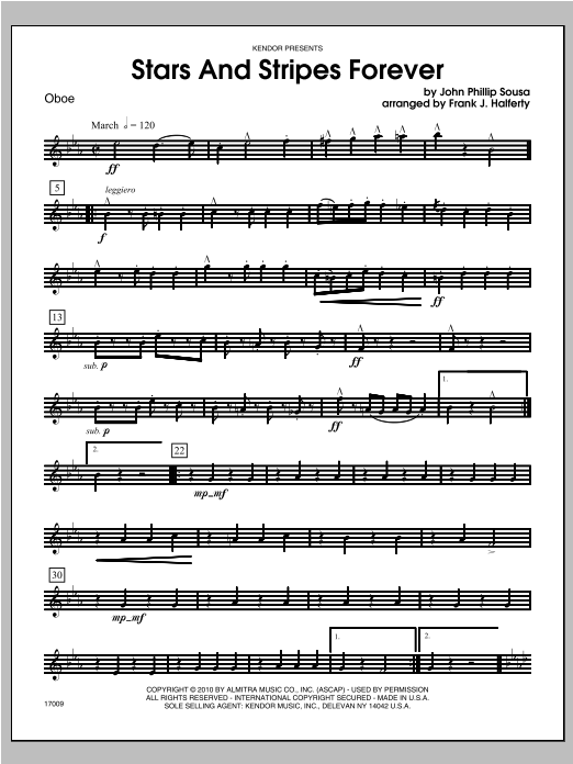 Download Halferty Stars And Stripes Forever - Oboe Sheet Music