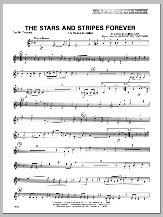 Download Arthur Frackenpohl Stars And Stripes Forever, The - 2nd Bb Sheet Music