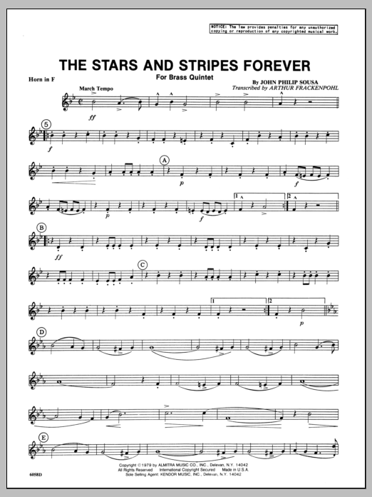 Download Arthur Frackenpohl Stars And Stripes Forever, The - Horn i Sheet Music