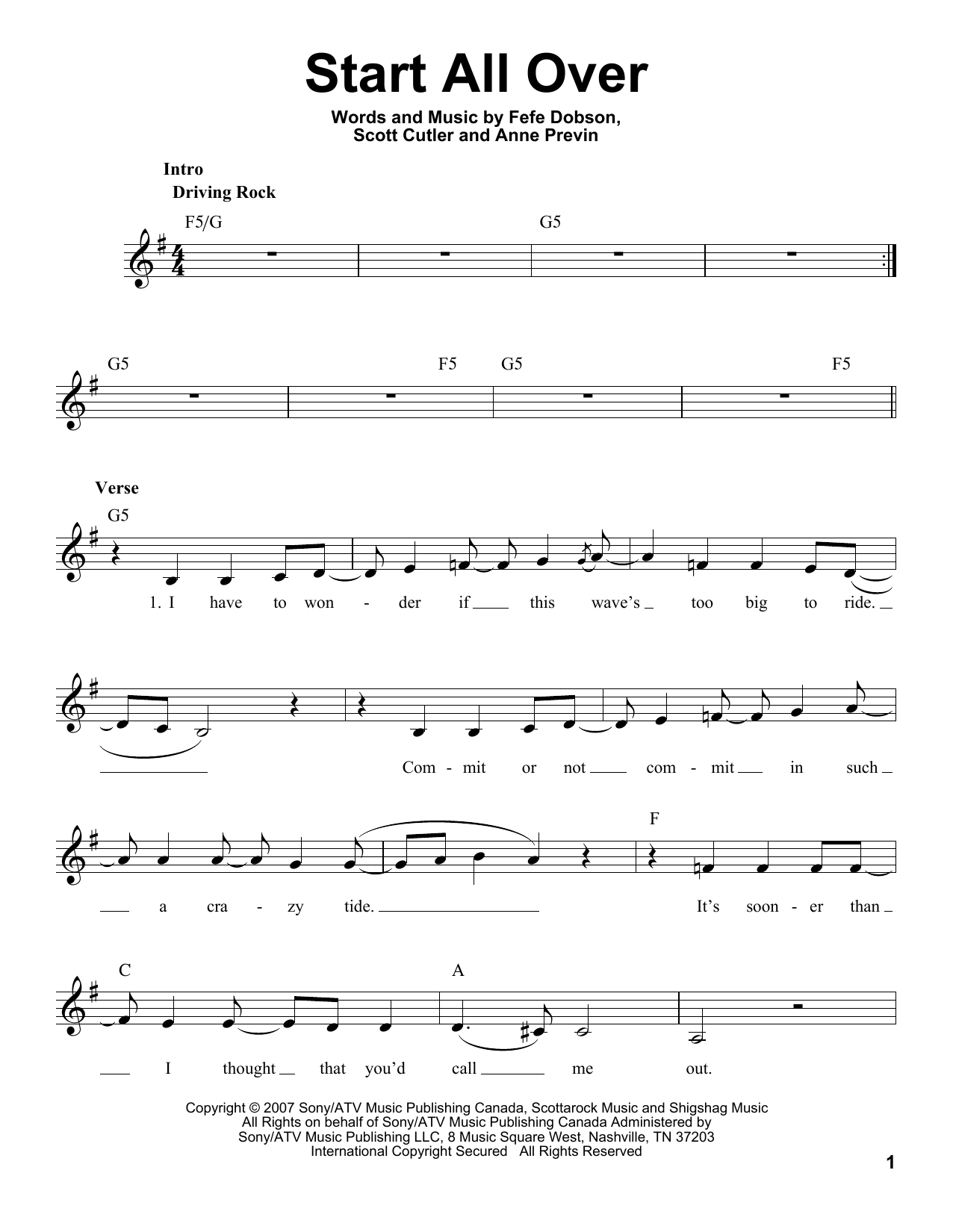 Download Miley Cyrus Start All Over Sheet Music