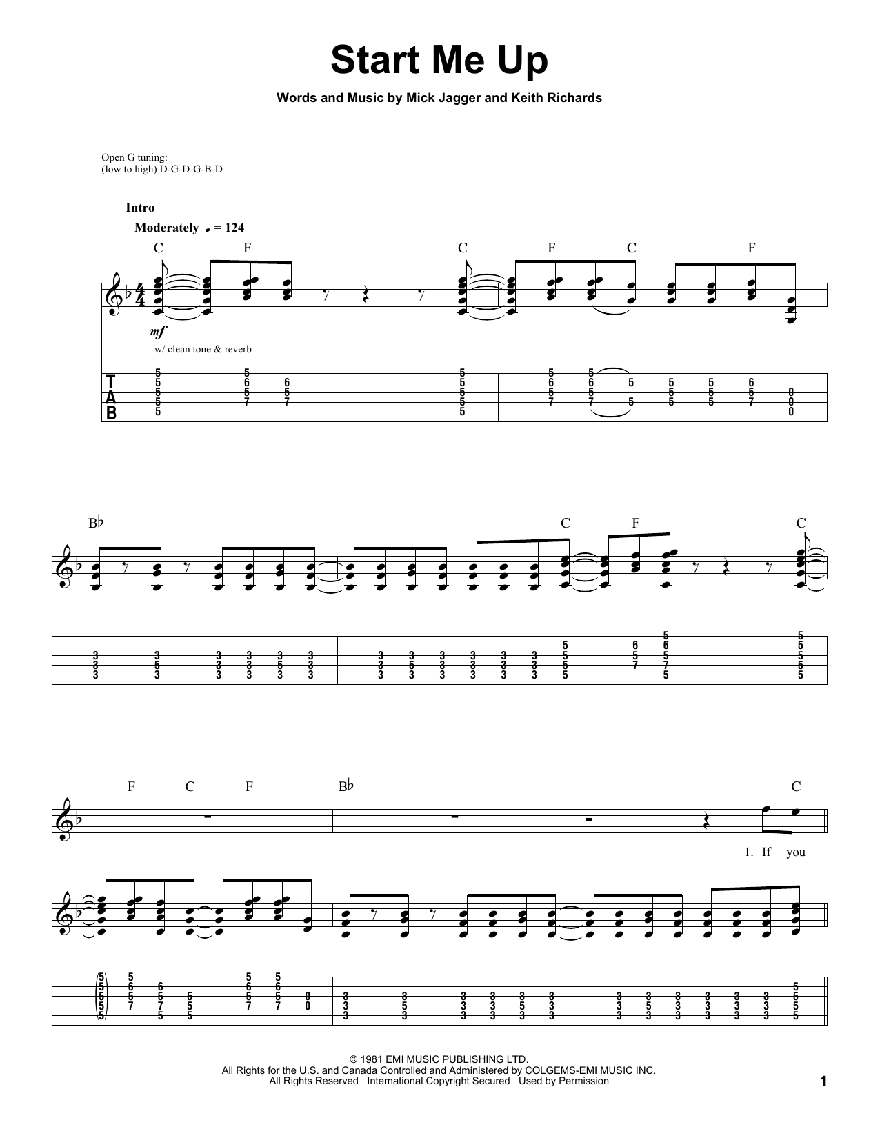 Download The Rolling Stones Start Me Up Sheet Music