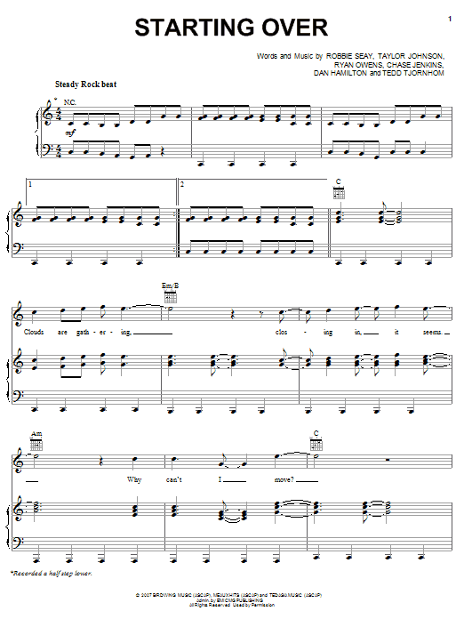 Download Robbie Seay Band Starting Over Sheet Music