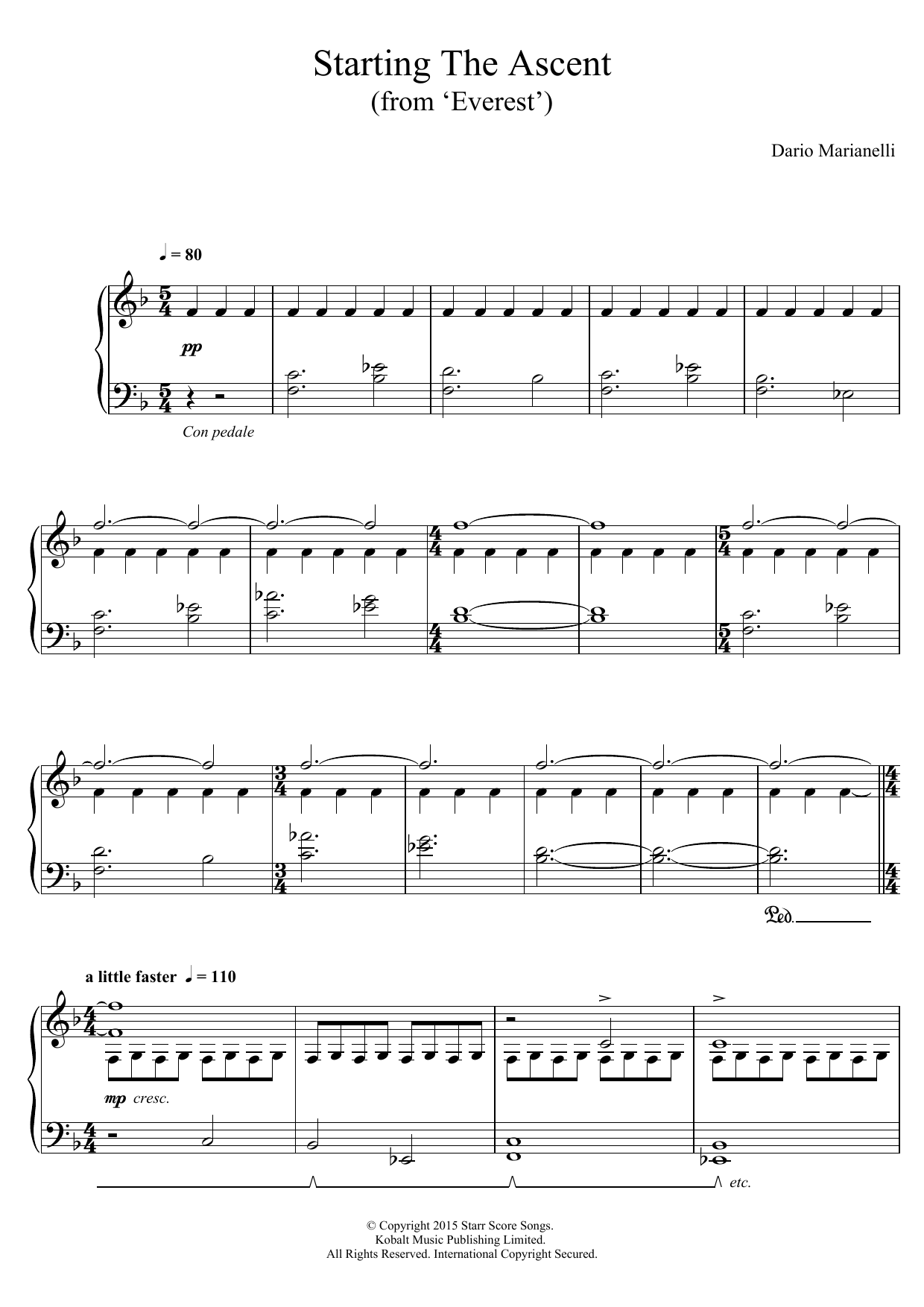 Download Dario Marianelli Starting The Ascent (From 'Everest') Sheet Music