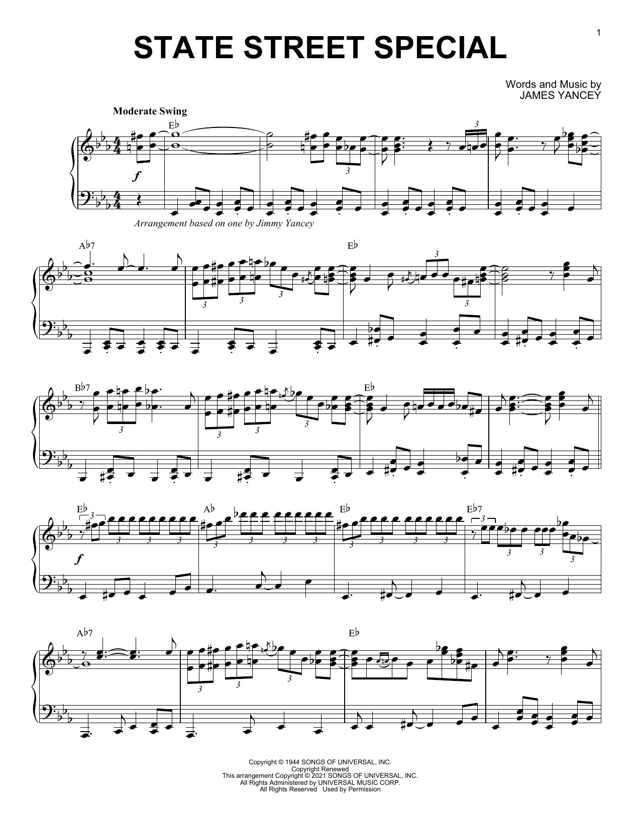 Download James Yancey State Street Special (arr. Brent Edstro Sheet Music