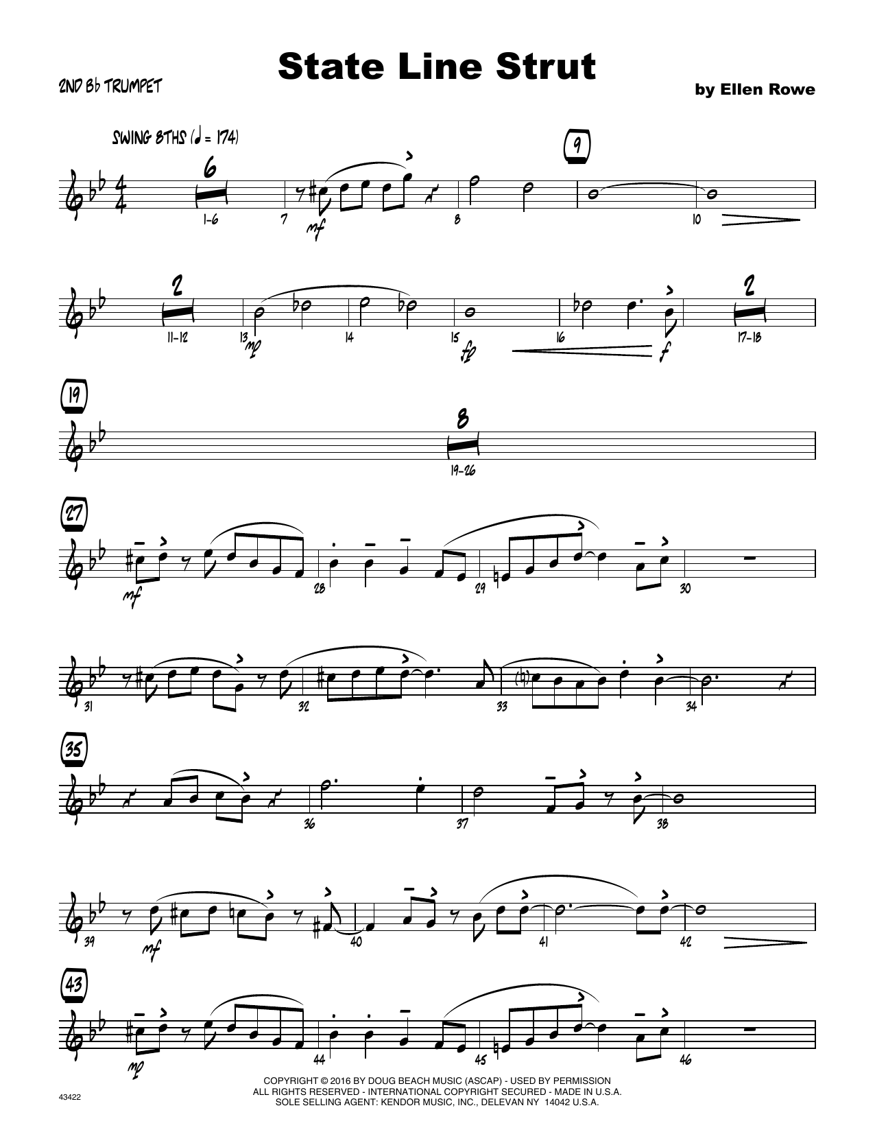 Download Ellen Row State Line Strut - 2nd Bb Trumpet Sheet Music