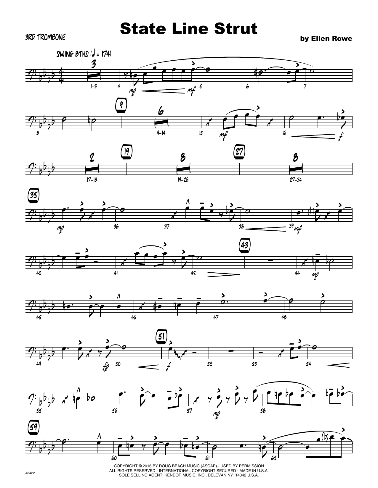 Download Ellen Row State Line Strut - 3rd Trombone Sheet Music