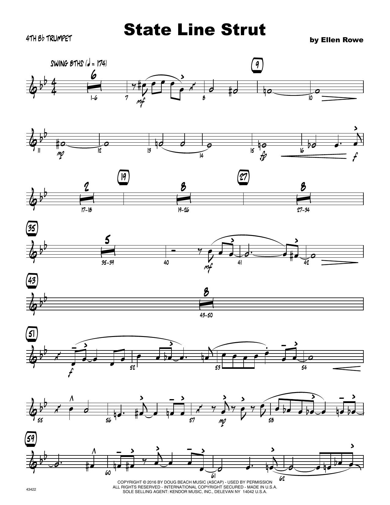 Download Ellen Row State Line Strut - 4th Bb Trumpet Sheet Music