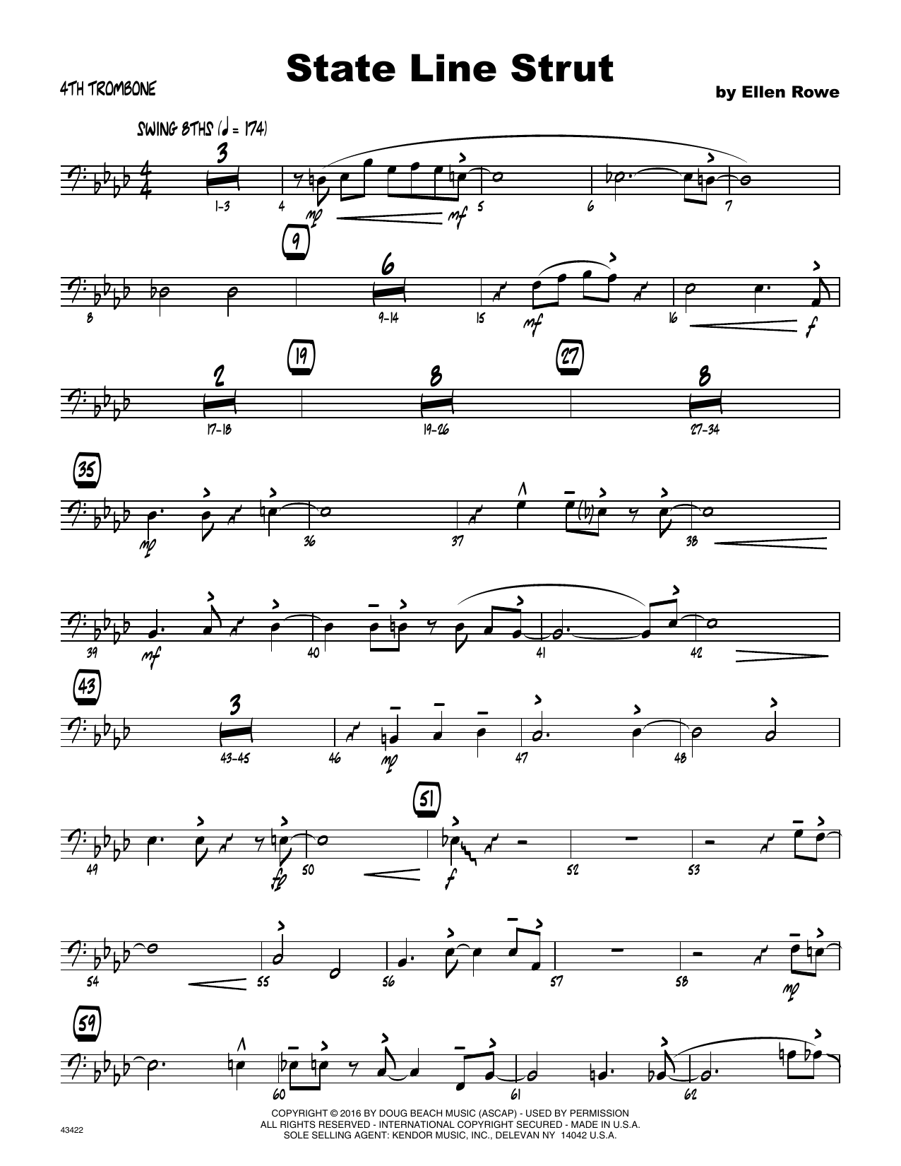 Download Ellen Row State Line Strut - 4th Trombone Sheet Music