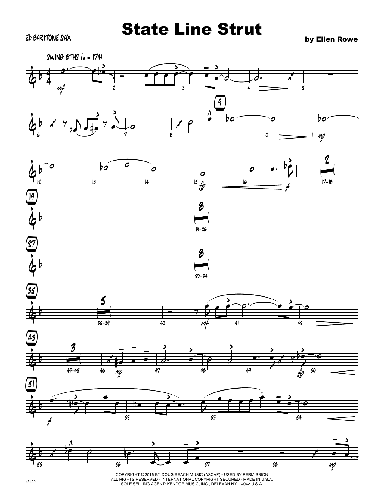 Download Ellen Row State Line Strut - Eb Baritone Saxophon Sheet Music