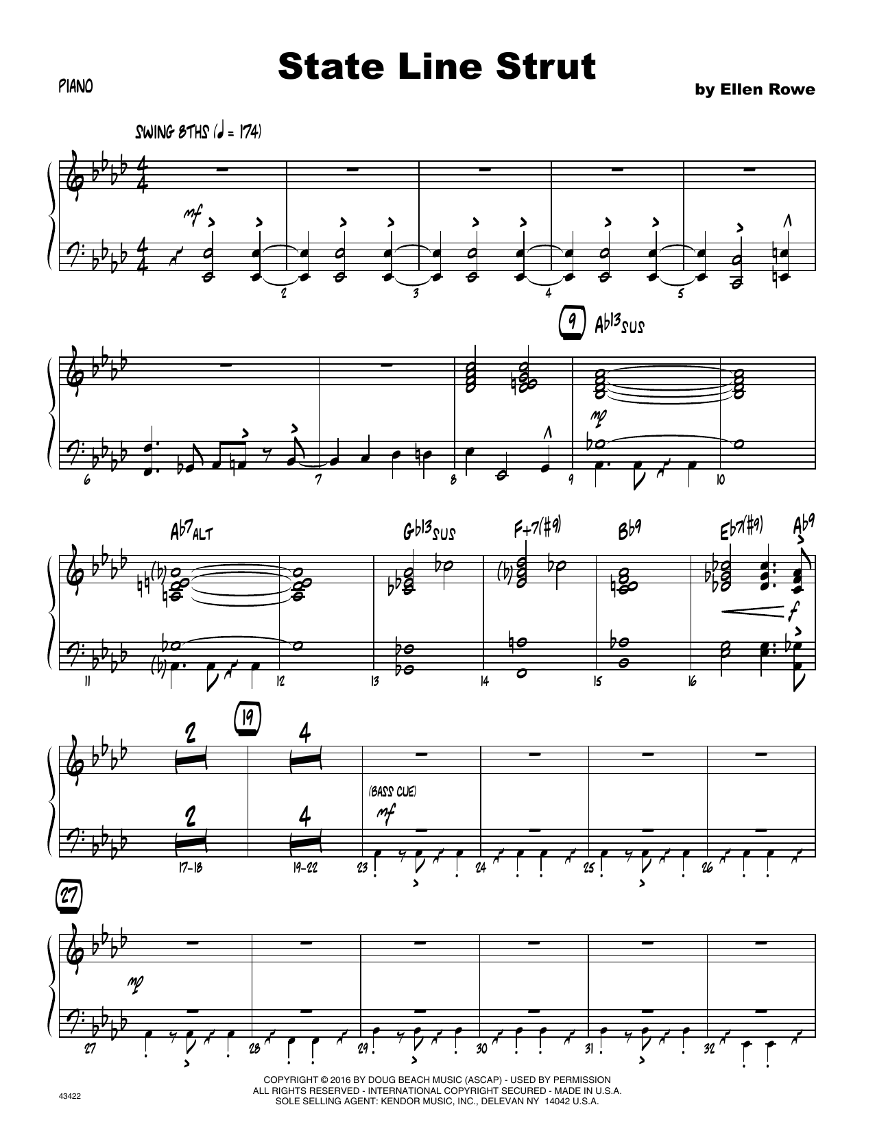 Download Ellen Row State Line Strut - Piano Sheet Music
