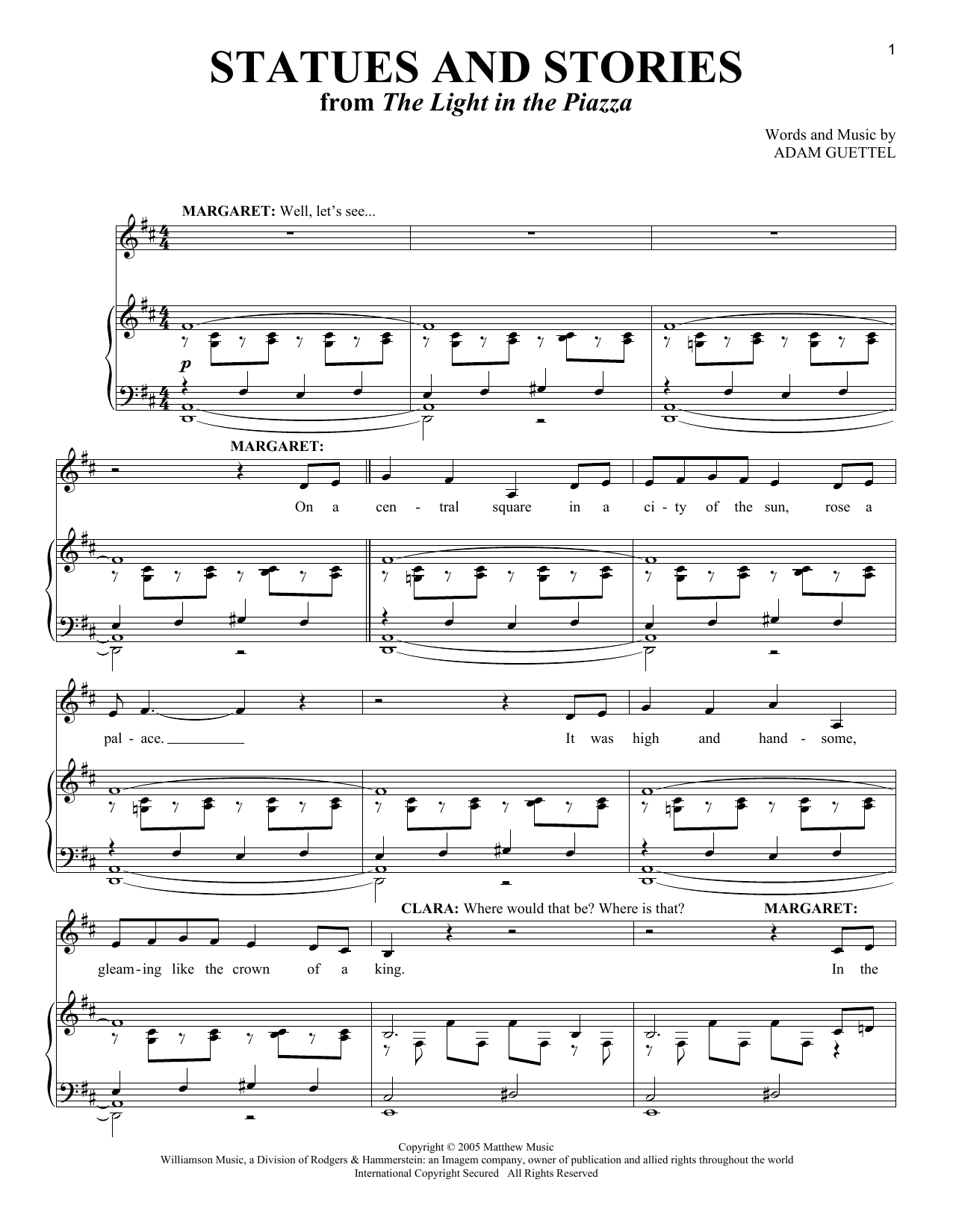 Download Adam Guettel Statues And Stories (from The Light In Sheet Music