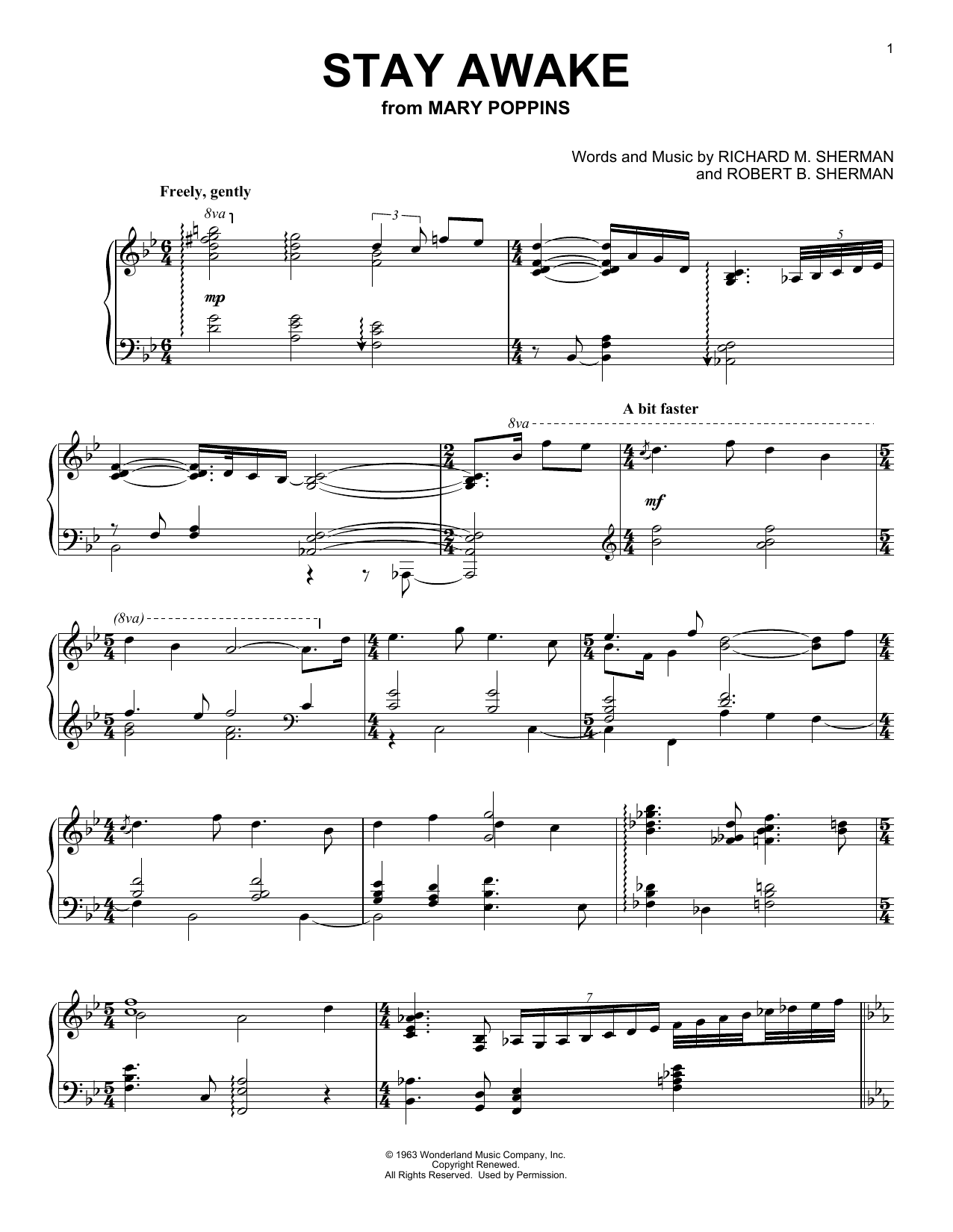 Download Sherman Brothers Stay Awake (from Mary Poppins) Sheet Music