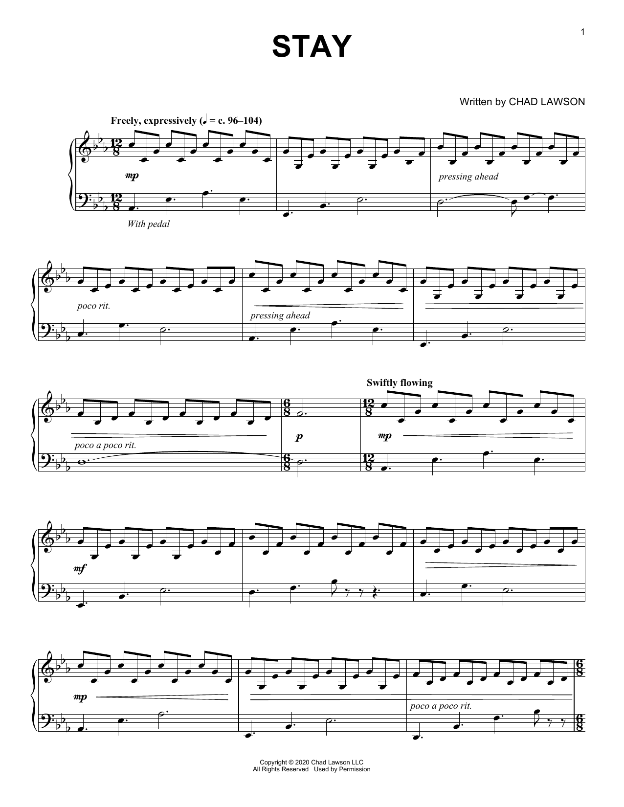Download Chad Lawson Stay Sheet Music