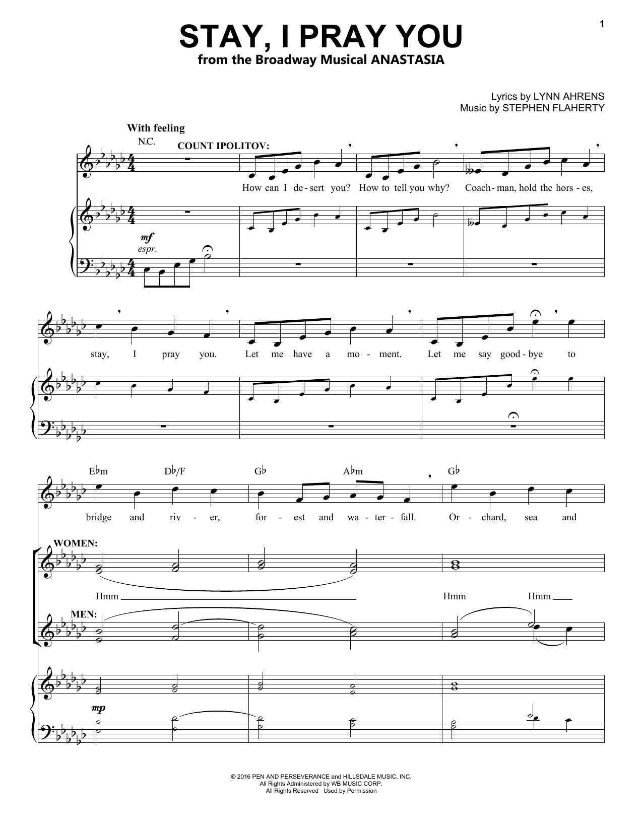 Download Stephen Flaherty Stay, I Pray You (from Anastasia) Sheet Music