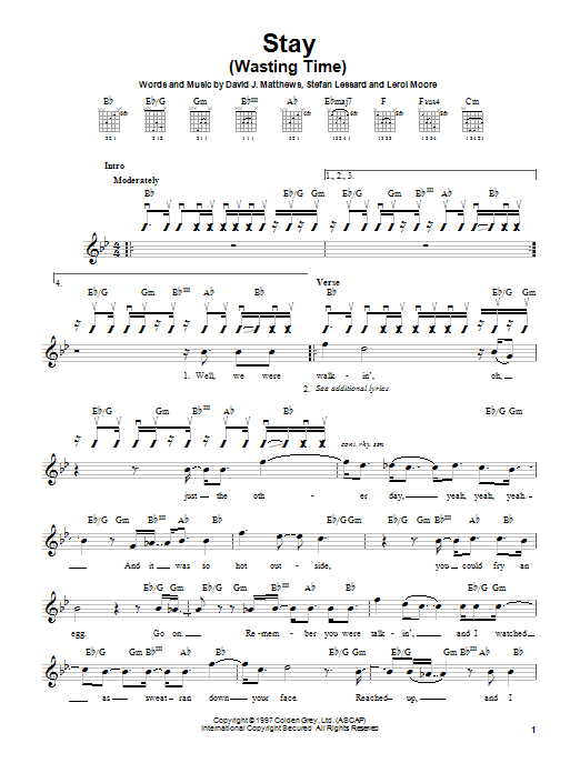 Download Dave Matthews Band Stay (Wasting Time) Sheet Music