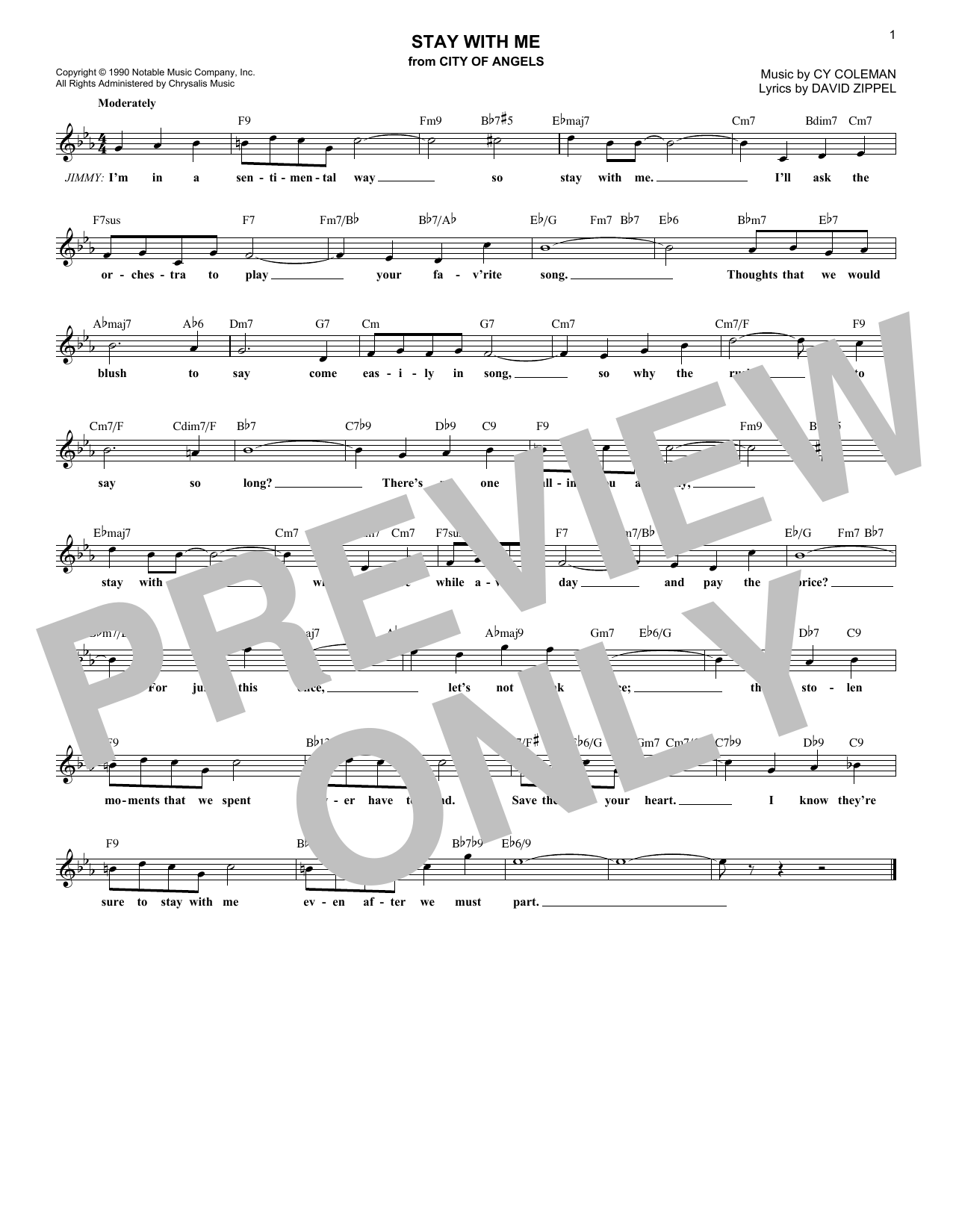 Download David Zippel Stay With Me Sheet Music