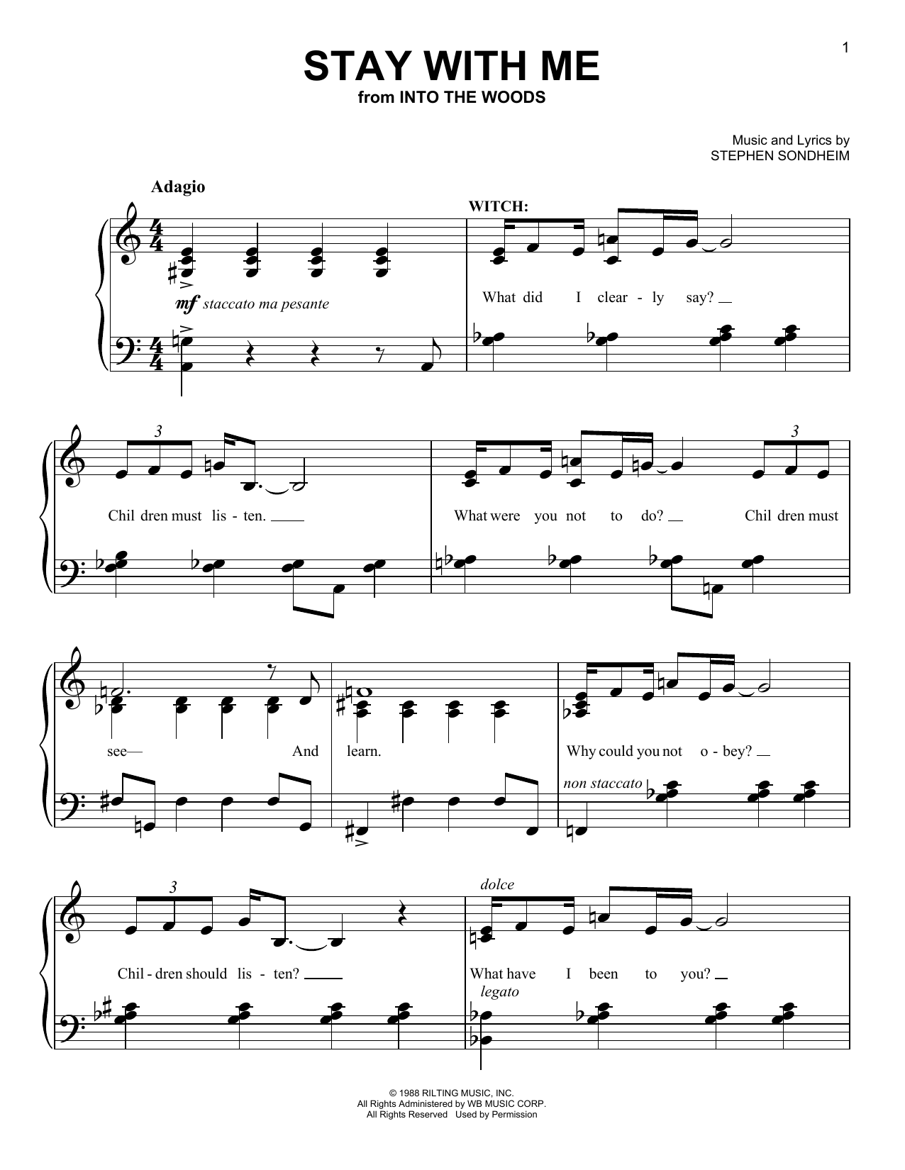 Download Stephen Sondheim Stay With Me (from Into The Woods) Sheet Music