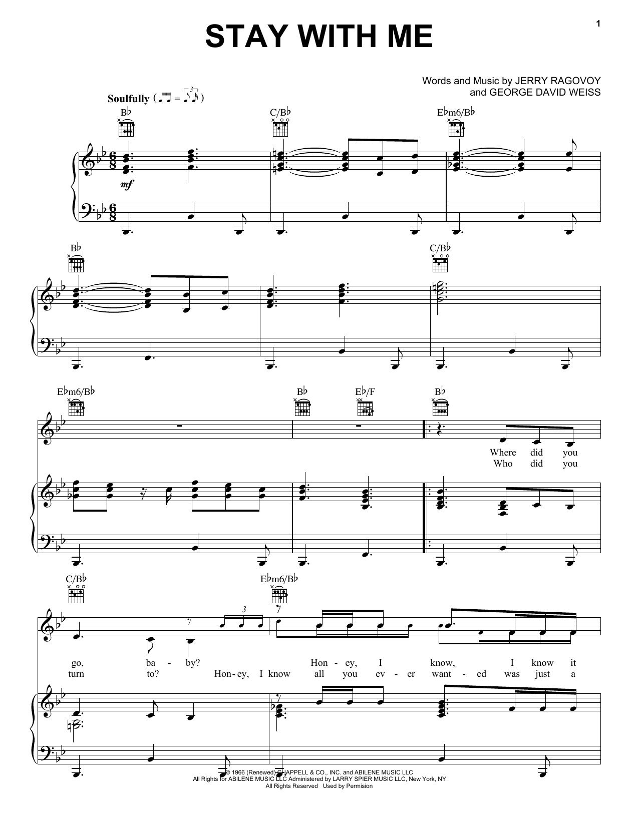 Download Janis Joplin Stay With Me (from the musical A Night Sheet Music