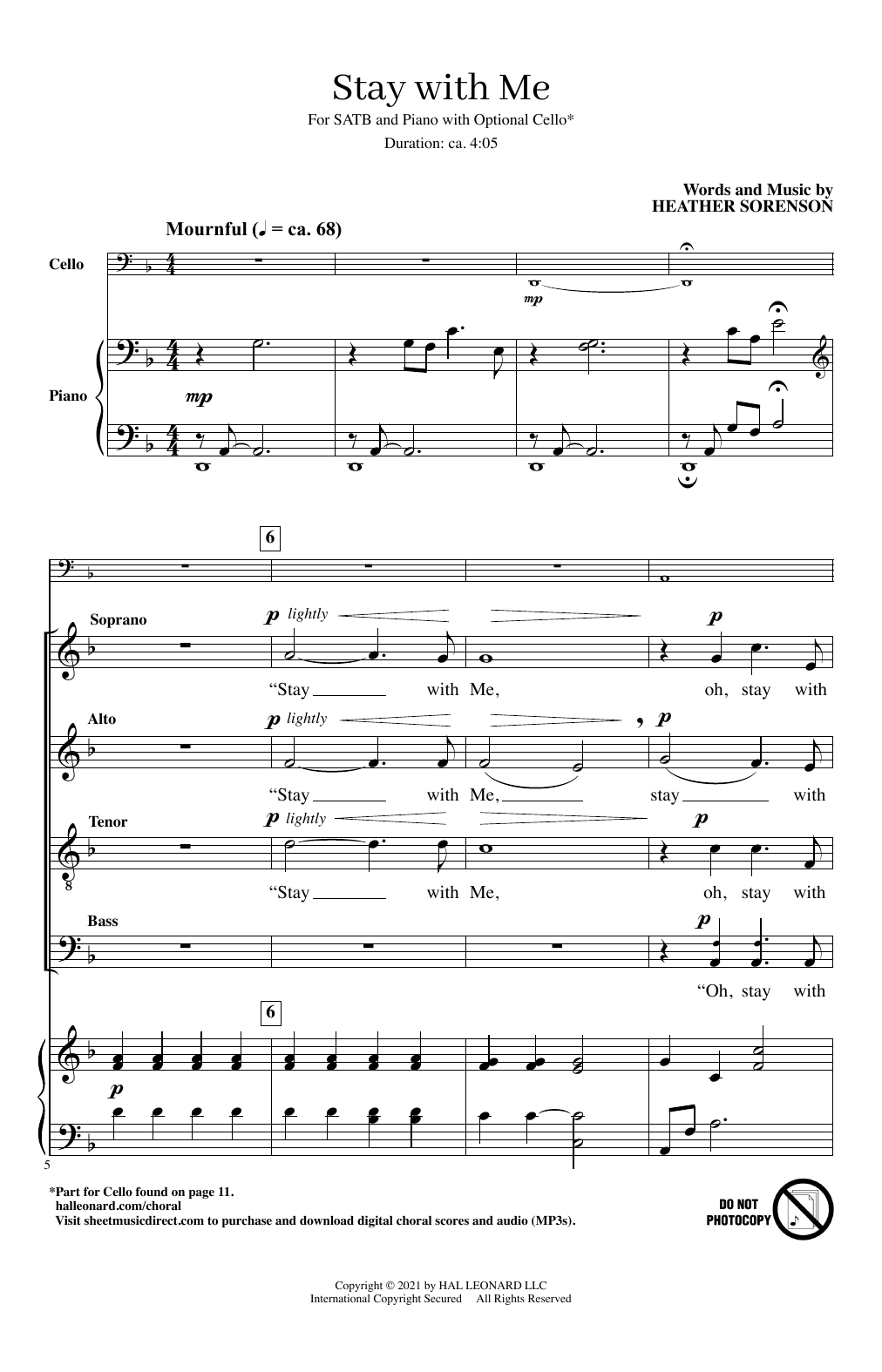 Download Heather Sorenson Stay With Me Sheet Music