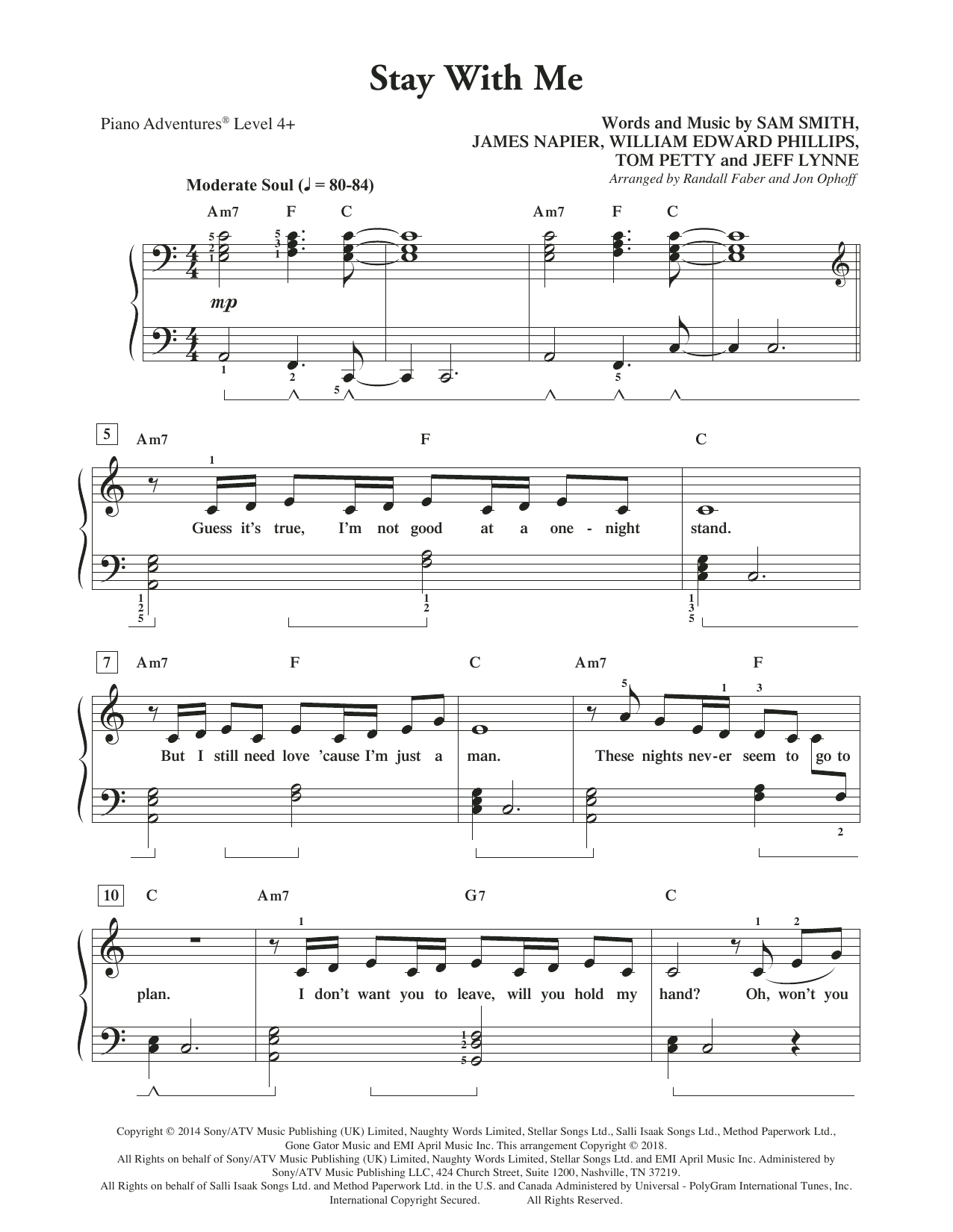 Download Randall Faber & Jon Ophoff Stay with Me Sheet Music