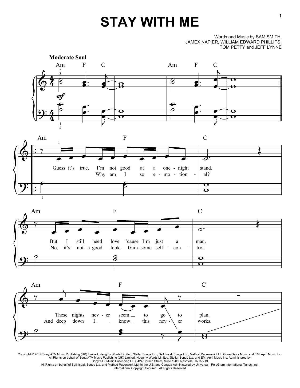 Download Sam Smith Stay With Me Sheet Music