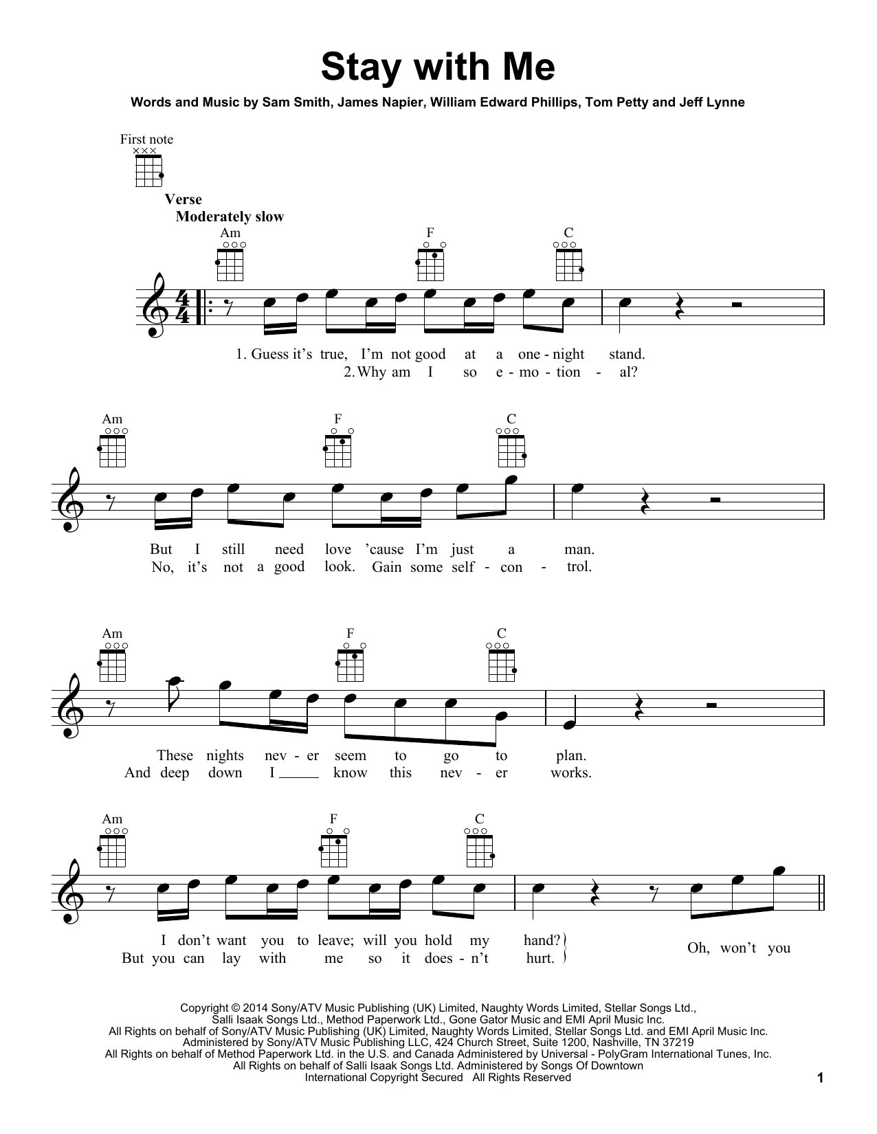 Download Sam Smith Stay With Me Sheet Music