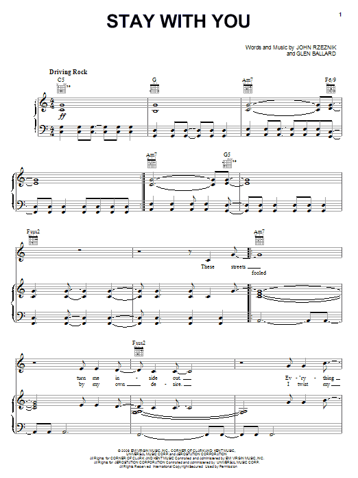 Download Goo Goo Dolls Stay With You Sheet Music
