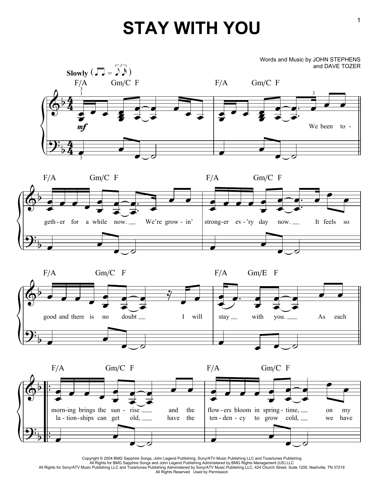 Download John Legend Stay With You Sheet Music