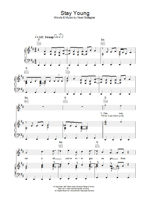 Download Oasis Stay Young Sheet Music