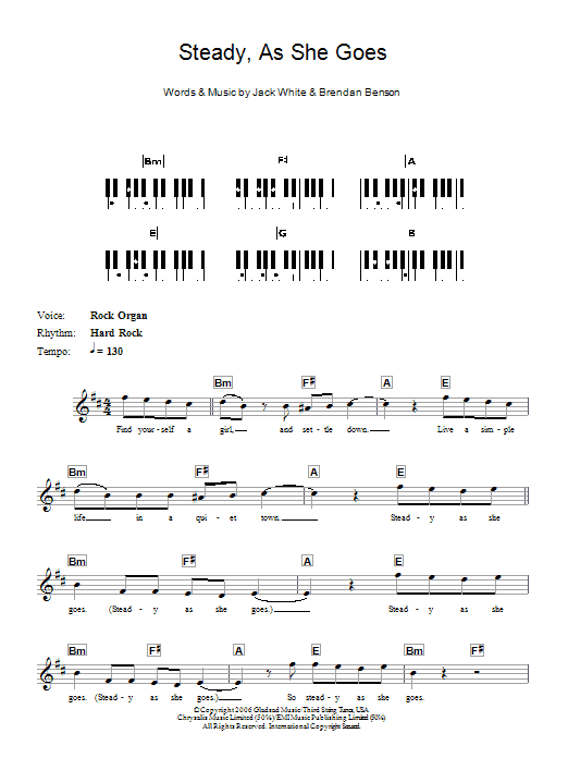 Download The Raconteurs Steady, As She Goes Sheet Music