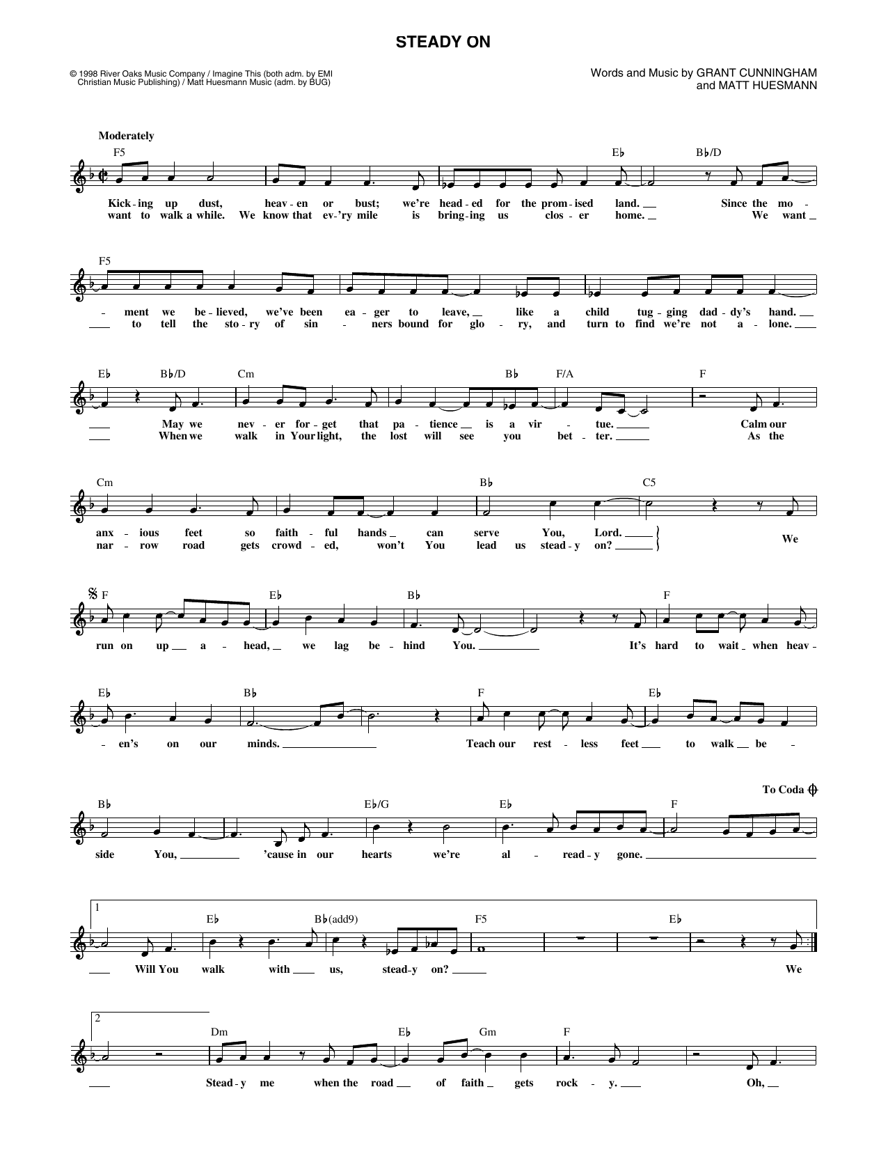 Download Point Of Grace Steady On Sheet Music