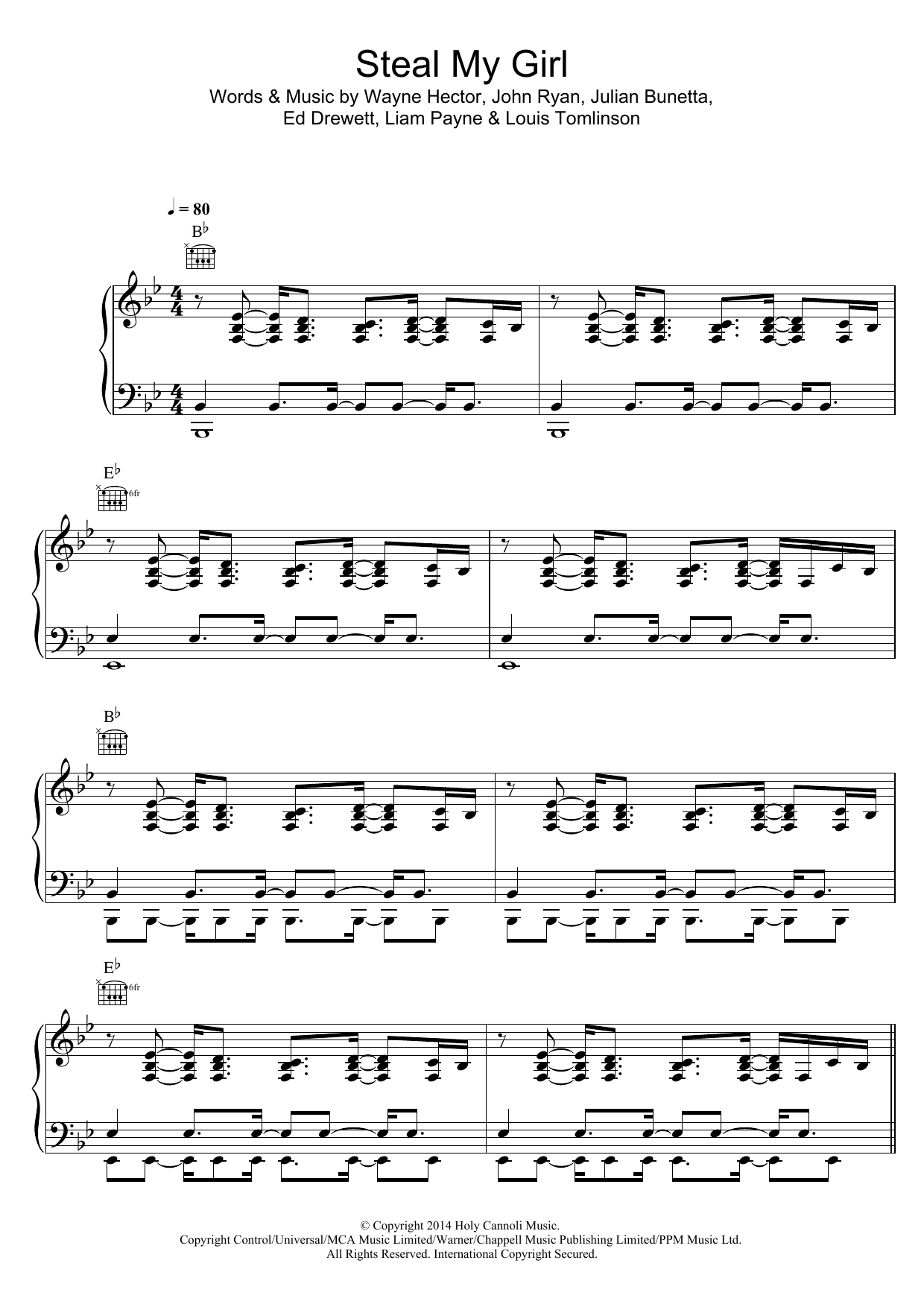Download One Direction Steal My Girl Sheet Music