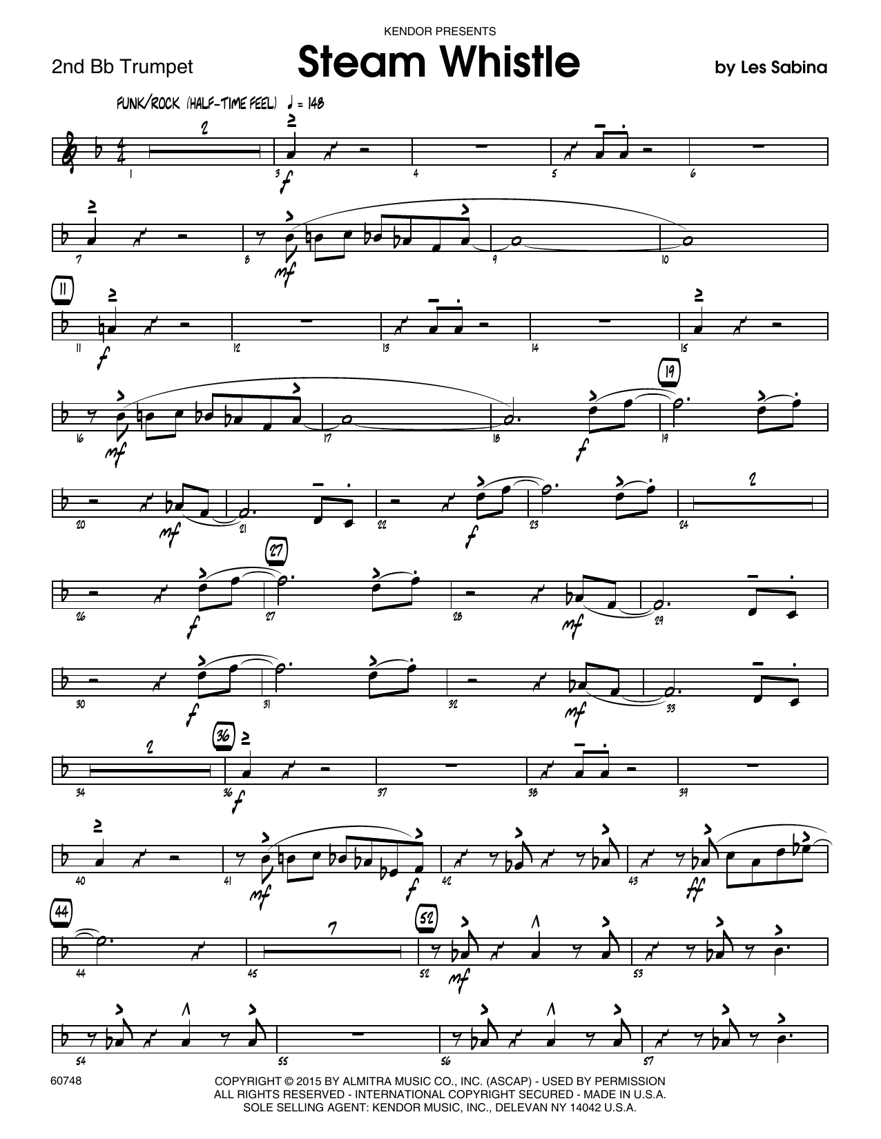 Download Les Sabina Steam Whistle - 2nd Bb Trumpet Sheet Music