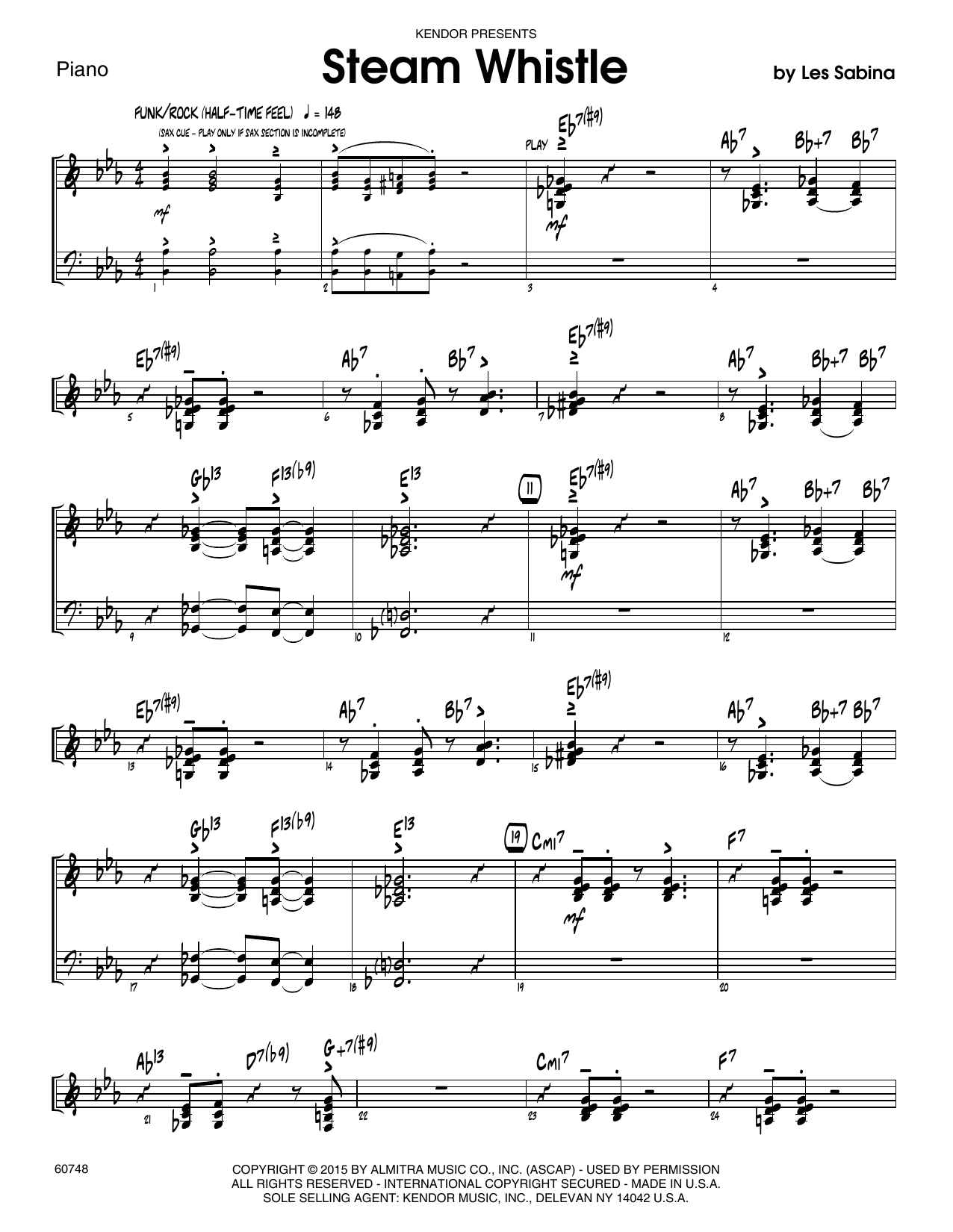 Download Les Sabina Steam Whistle - Piano Sheet Music