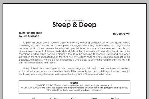 Download Jarvis Steep & Deep - Guitar Chord Chart Sheet Music