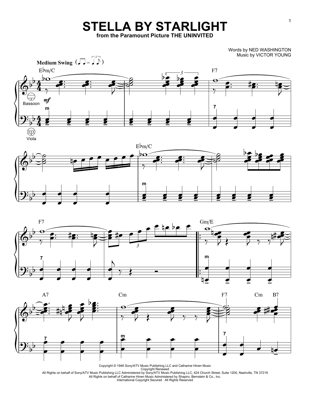 Download Victor Young Stella By Starlight (arr. Gary Meisner) Sheet Music