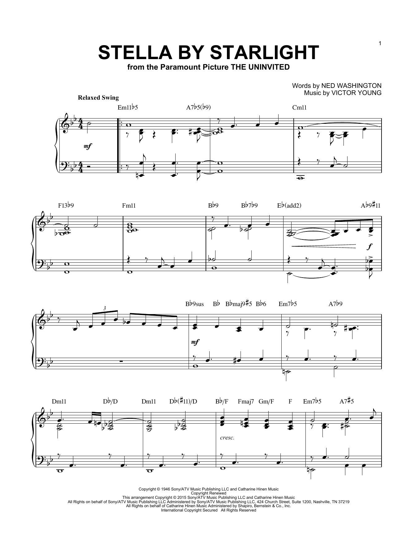 Download Ray Charles Stella By Starlight [Jazz version] (arr Sheet Music