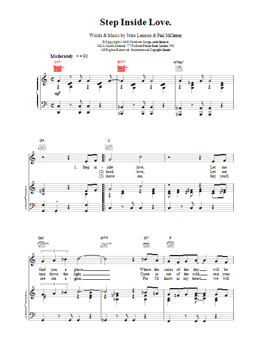 The Beatles Step Inside Love sheet music notes printable PDF score