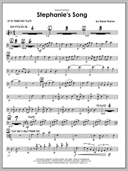 Download Gene Thorne Stephanie's Song - 1st Bb Tenor Saxopho Sheet Music